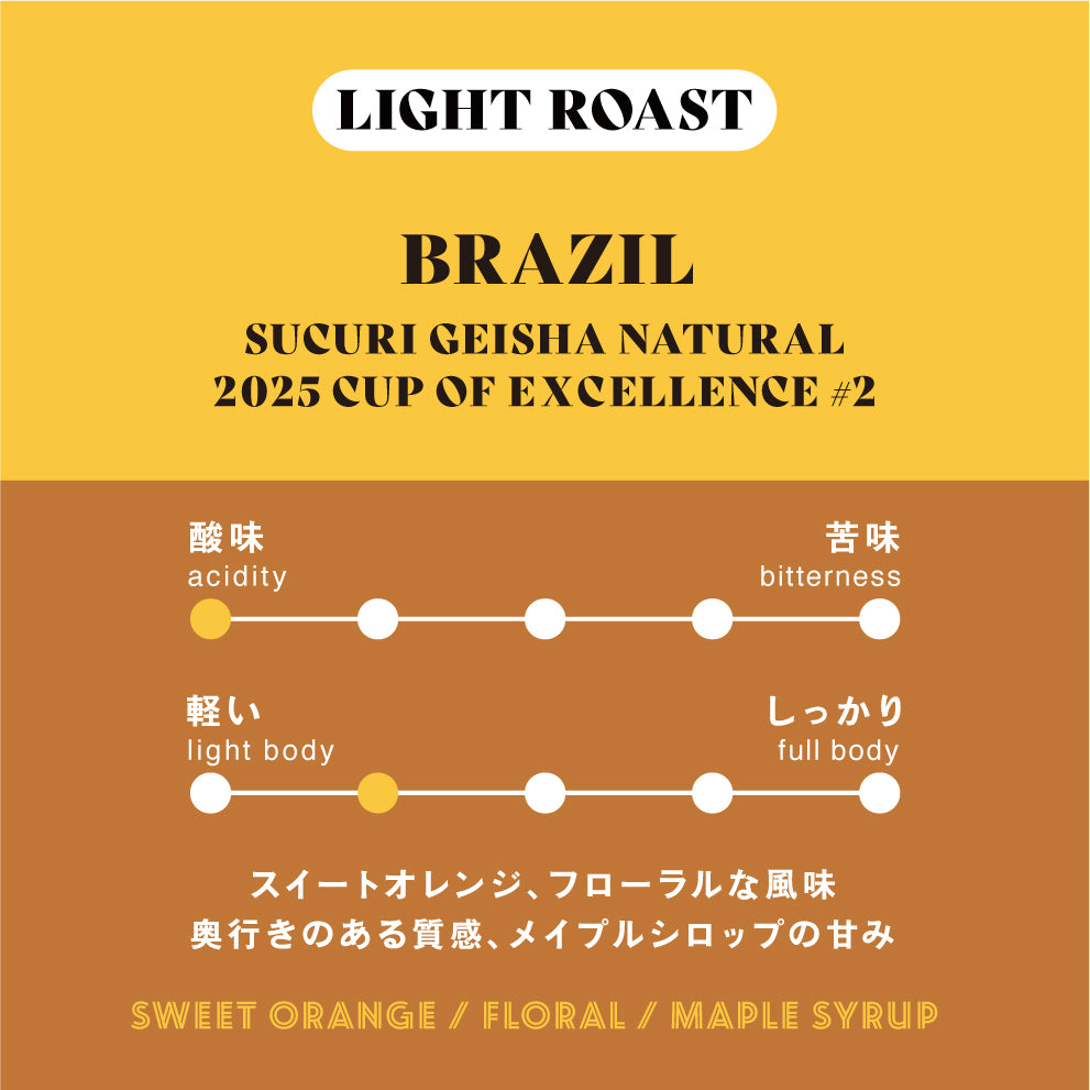 【浅煎り】ブラジル∕ Sucuri Geisha Natural 2025COE#2