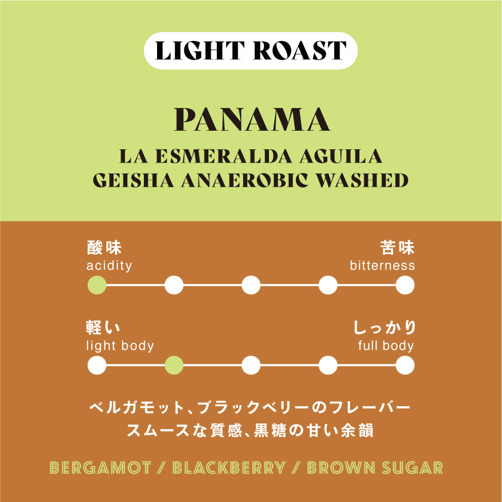 【浅煎り】パナマ／La Esmeralda Aguila Geisha Anaerobic Washed